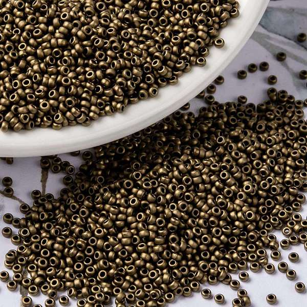 

PandaHall MIYUKI Round Rocailles Beads, Japanese Seed Beads, 15/0, (RR2006) Matte Metallic Dark Bronze, 1.5mm, Hole: 0.7mm, about..., Brown