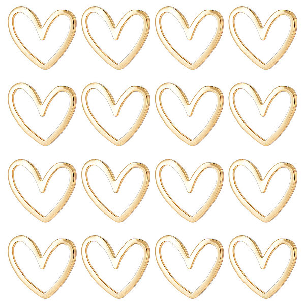 

PandaHall Beebeecraft 1 Box 30Pcs 18K Gold Plated Heart Links Love Heart Hollow Frames Bezel Connector 11.5x13x1mm for Earring Necklace...