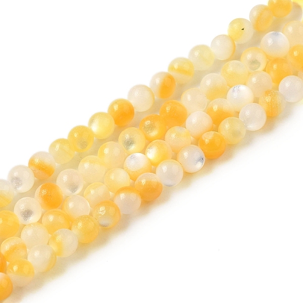 

PandaHall Natural Yellow Shell Beads Strands, Round, Gold, 2.5mm, Hole: 1mm, about 155pcs/strand, 14.61''(37.1cm) Yellow Shell Round Gold