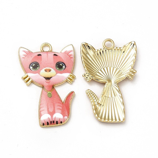

PandaHall Alloy Enamel Pendants, Cadmium Free & Nickel Free & Lead Free, Golden, Cat Charms, Light Coral, 30x19.5x2.5mm, Hole: 2.2mm...