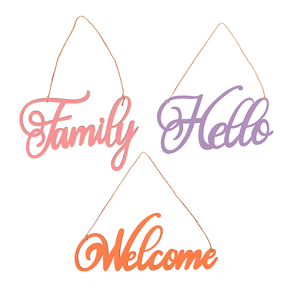 

PandaHall CREATCABIN 3 Sets 3 Styles Wood Cutouts Ornaments, with Jute Twine, for Party Gift Home Hanging Decoration, BurlyWood, 1set/style..., Orange