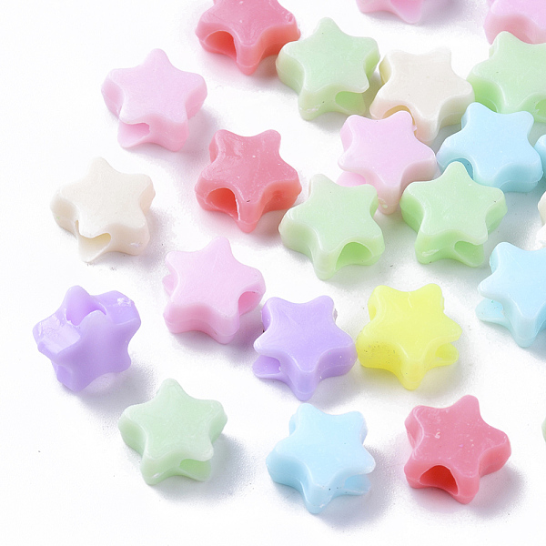

PandaHall Opaque Polystyrene Plastic Beads, Star, Mixed Color, 10x10.5x5mm, Hole: 3.5mm, about 300pcs/50g Plastic Star Multicolor