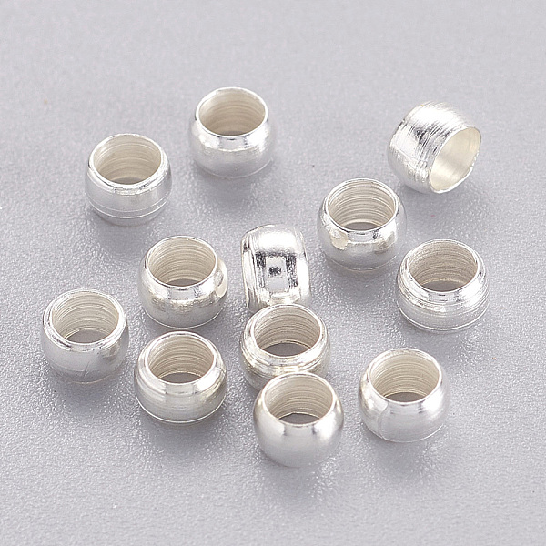 

PandaHall Brass Crimp Beads, Cadmium Free & Lead Free, Rondelle, Silver, 4mm, Hole: 3mm, about 10000pcs/bag Brass Rondelle