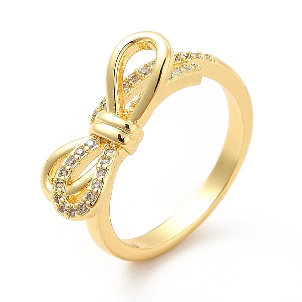 

PandaHall Clear Cubic Zirconia Bowknot Open Cuff Ring, Brass Jewelry for Women, Real 18K Gold Plated, US Size 7 3/4(17.9mm) Brass+Cubic...
