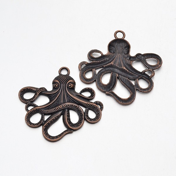

PandaHall Tibetan Style Alloy Big Pendants, Octopus, Cadmium Free & Nickel Free & Lead Free, Red Copper, 56.5x58.5x4mm, Hole: 4.5mm Alloy...