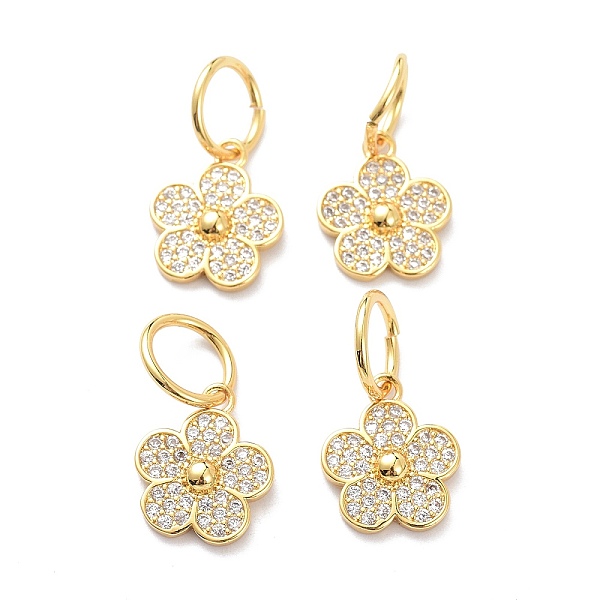 

PandaHall Brass Micro Pave Clear Cubic Zirconia Charms, with Jump Ring, Long-Lasting Plated, Flower, Real 18K Gold Plated, 15x13x3mm, Jump...