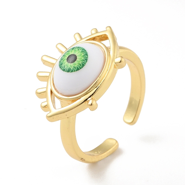 

PandaHall Acrylic Horse Eye Open Cuff Ring, Real 18K Gold Plated Brass Jewelry for Women, Cadmium Free & Lead Free, Lawn Green, US Size 7...