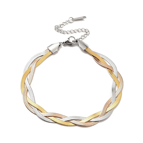 

PandaHall 304 Stainless Steel Interlocking Herringbone Chain Bracelet for Men Women, Mixed Color, 7-3/8 inch(18.6cm) 304 Stainless Steel