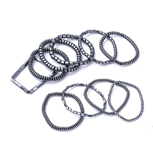 

PandaHall Non-magnetic Synthetic Hematite Stretch Bracelets, Mixed Shapes, Original Color, 7-7/8 inch~8-1/4 inch(20~21cm) Non-magnetic...