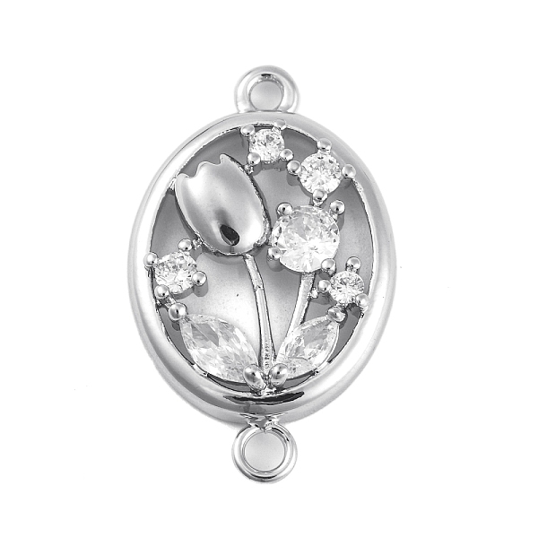 Verbindungsanhänger mit durchsichtigem Zirkonia-Pavé aus Messing
