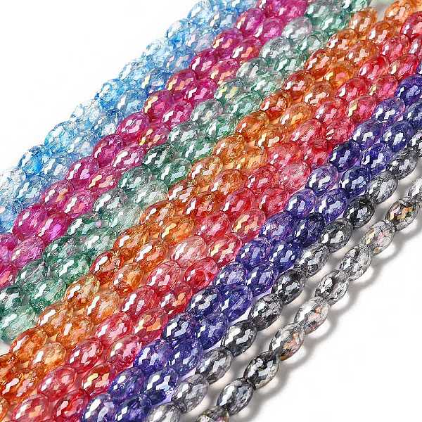

PandaHall Electroplate Transparent Glass Beads Strand, AB Color Plated, Faceted, Oval, Mixed Color, 11.5~12x8mm, Hole: 1.2mm, about..., Multicolor
