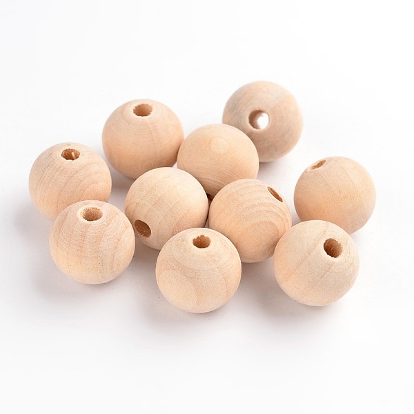 PandaHall Unfinished Natural Wood Beads, Spacer Beads, for DIY Macrame Rosary Jewelry, Lead Free, Round, Moccasin, 16x14~15mm, Hole: 3mm...