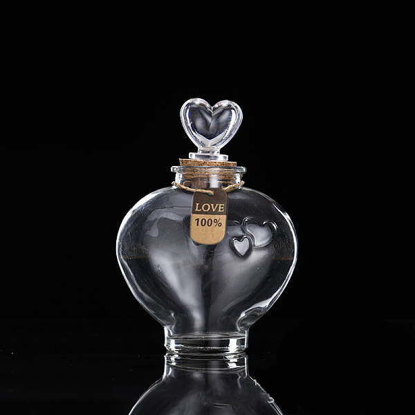 

PandaHall Glass Bottle, Wishing Bottle, with Random Style Gift Tags and Cork Stopper, Heart, Clear, 11.2x16.5cm Glass Heart Clear