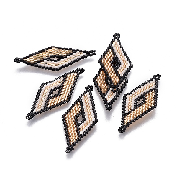

PandaHall MIYUKI & TOHO Handmade Japanese Seed Beads Links, Loom Pattern, Rhombus, PeachPuff, 47.7~49x19.8~20x1.7~1.8mm, Hole: 1.2~1.4mm..., Brown