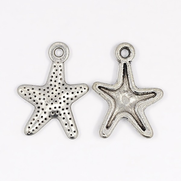 

PandaHall Tibetan Style Alloy Starfish/Sea Stars Charms, Lead Free and Cadmium Free, Antique Silver, 16x12mm, Hole: 1mm Alloy Starfish