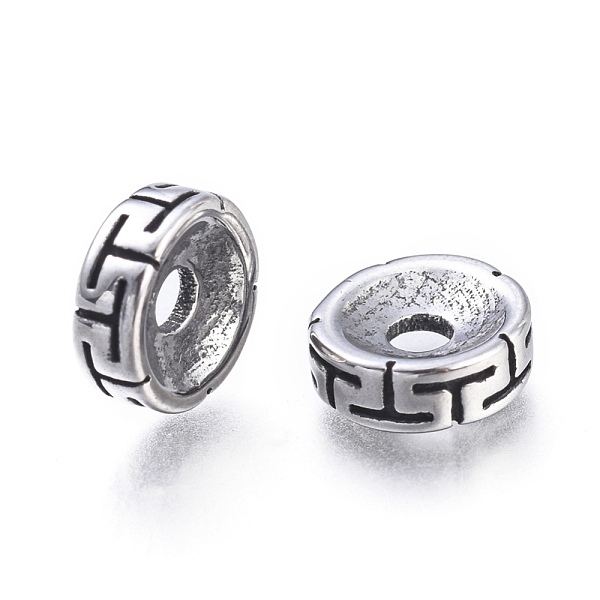

PandaHall 304 Stainless Steel Beads, Flat Round, Antique Silver, 8x3mm, Hole: 2mm 304 Stainless Steel Flat Round