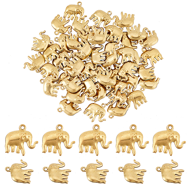 

PandaHall Brass Elephant Pendants, Golden, 14x15x3.5mm, Hole: 1.2mm, 50pcs/box Brass Elephant