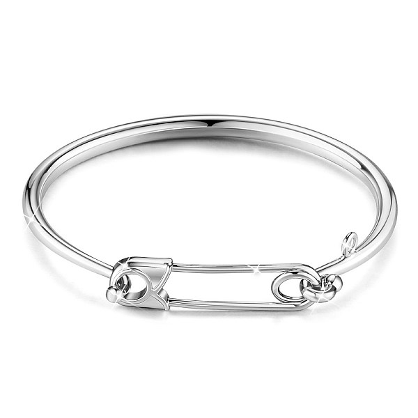 

PandaHall SHEGRACE Brass Bangle, Safety pin, Platinum, 2-1/4 inchx2-3/8 inch(56x60mm) Brass