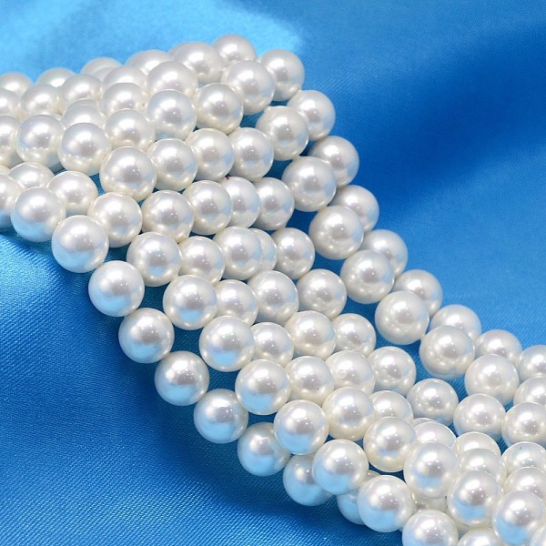 

PandaHall AB Color Plated Shell Pearl Round Bead Strands, White, 10mm, Hole: 0.8~1mm, about 40pcs/strand, 15.74 inch. Shell Pearl Round...