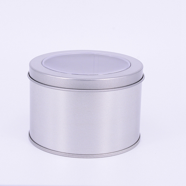 

PandaHall Iron Frosted Storage Jar, with PVC Clear Window, Cylinder Sealed Cans for Candles, Column, Matte Silver Color, 90x60mm, Inner...