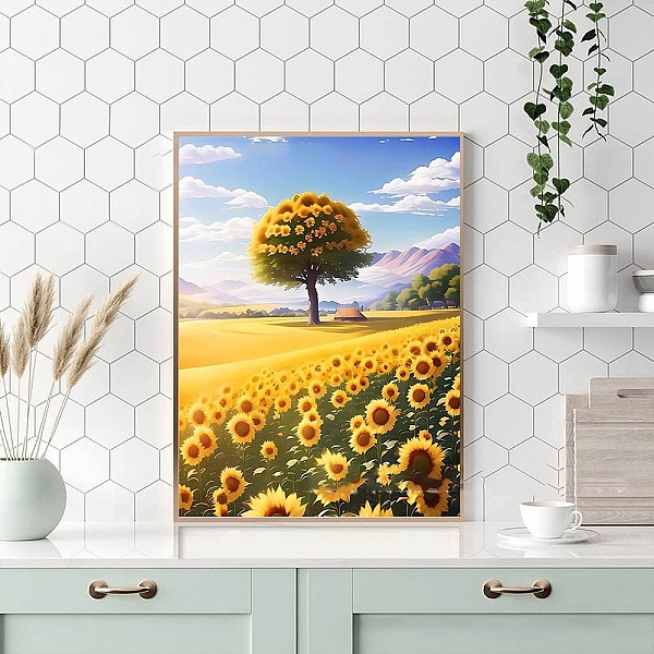 

PandaHall Sunflower DIY Natural Scenery Pattern 5D Diamond Painting Kits, Yellow, 400x300mm Acrylic Flower Yellow