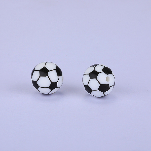 Bedruckte Runde Silikon-Fokalperlen Mit Fußballmuster