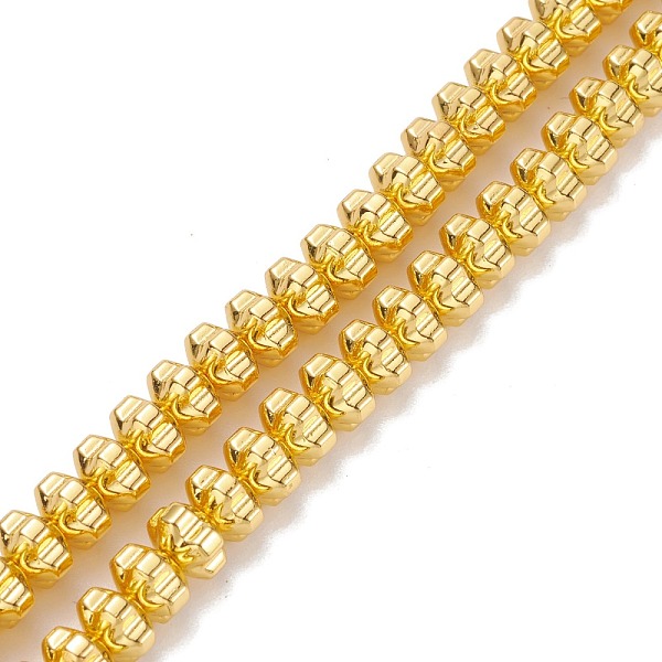 PandaHall Non-magnetic Synthetic Hematite Beads Strands, Galvanic Plating(Color Retention for 1 Year), Flower, Golden Plated, 5.5x8mm, Hole...