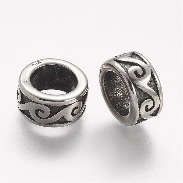 

PandaHall 304 Stainless Steel Beads, Rondelle, Large Hole Beads, Antique Silver, 13x6.5mm, Hole: 8.5mm 304 Stainless Steel Rondelle