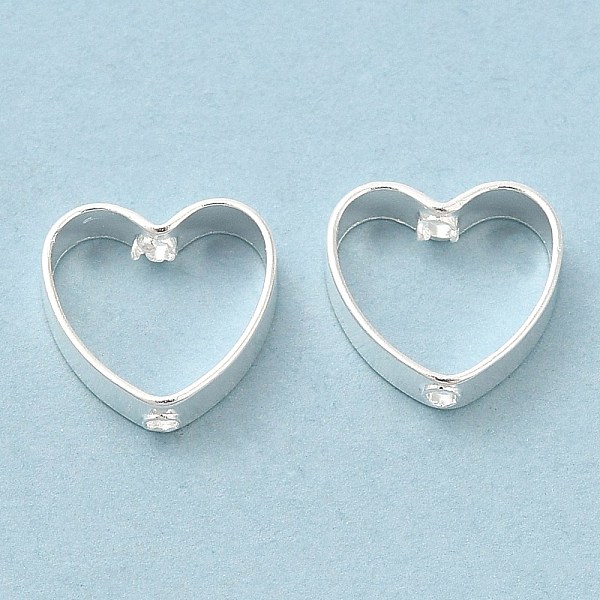 

PandaHall Brass Bead Frame, Cadmium Free & Lead Free, Heart, 925 Sterling Silver Plated, 9x9.5x3mm, Hole: 1.2mm Brass Heart
