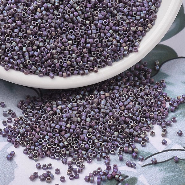 

PandaHall MIYUKI Delica Beads, Cylinder, Japanese Seed Beads, 11/0, (DB2322) Matte Opaque Glazed Sea Lavender AB, 1.3x1.6mm, Hole: 0.8mm..., Purple