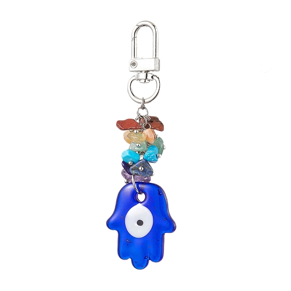 

PandaHall Blue Evil Eye Lampwork Pendant Decooration, 7 Chakra Natural & Synthetic Gemstone Chip Beads & Swivel Clasps Charms for Bag...