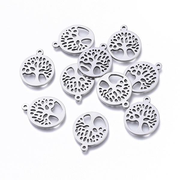 

PandaHall 304 Stainless Steel Pendants, Laser Cut, Oval with Tree of Life, Stainless Steel Color, 15.5x14x1mm, Hole: 1.2mm 304 Stainless...
