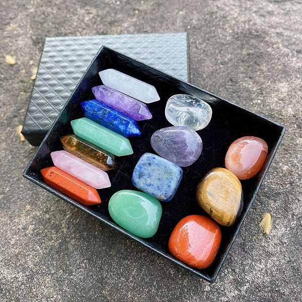 

PandaHall Healing Crystals and Stones Kits, Including 7 Chakra Pointed Gemstones and 7 Tumbled Nuggets Spiritual Stones, Colorful...