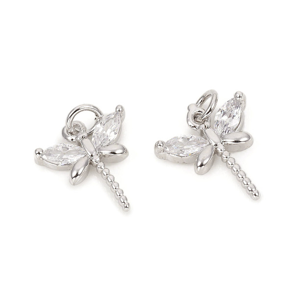 

PandaHall Brass Micro Pave Cubic Zirconia Charms, with Jump Rings, Dragonfly, Clear, Platinum, 11.8x10.5x2.5mm, Jump Rings: 4x0.8mm, 2.5mm...