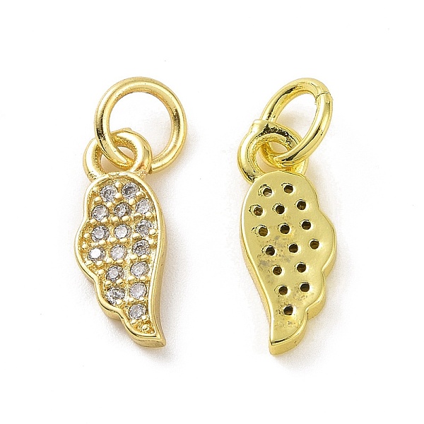

PandaHall Brass Micro Pave Clear Cubic Zirconia Charms, with Jump Ring, Wing Charm, Real 18K Gold Plated, 12x5x1.5mm, Hole: 3.2mm...