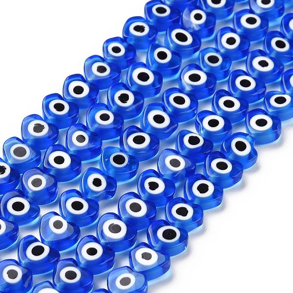 

PandaHall Handmade Evil Eye Lampwork Beads Strands, Heart, Blue, 6~7x8x3mm, Hole: 1mm, about 47~49pcs/strand, 13.19~13.98 inch(33.5~35.5cm)...