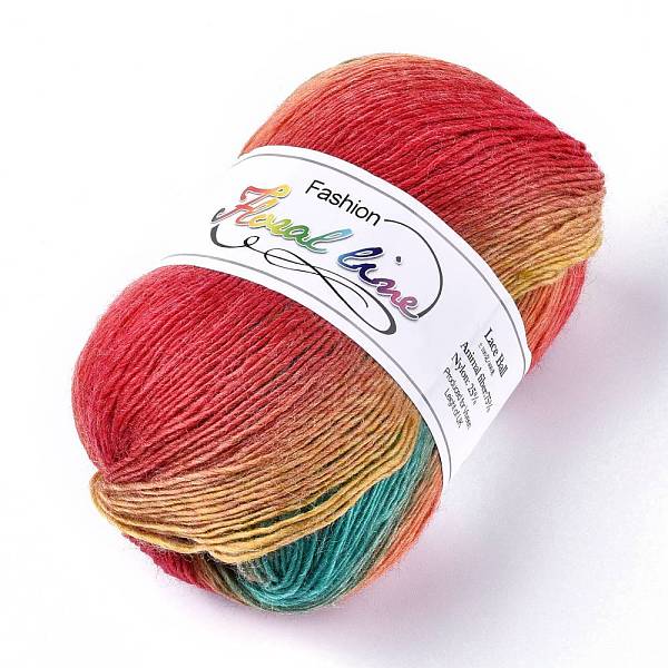 

PandaHall Wool Knitting Yarn, Segment Dyed, Crochet Yarn, Colorful, 1mm, about 400m/roll Wool