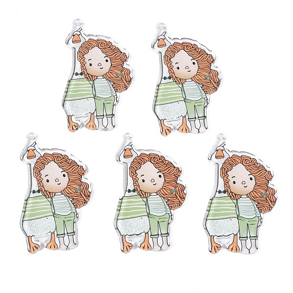 

PandaHall Transparent Printed Acrylic Big Pendants, Goose with Girl, Goldenrod, 73.5x43x3.5mm, Hole: 2mm Acrylic Butterfly Gold