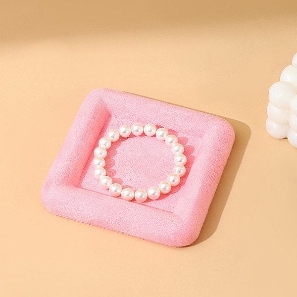 

PandaHall Velvet Jewelry Tray, Display Tray, Square, Pearl Pink, 12x12x2cm Velvet