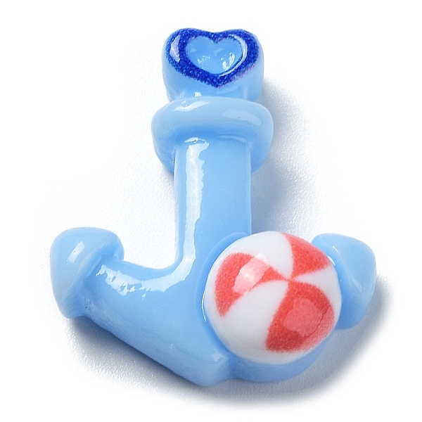 

PandaHall Ocean Theme Cartoon Opaque Resin Cabochons, Light Sky Blue, Anchor & Helm, 21x18.5x7mm Resin Anchor & Helm