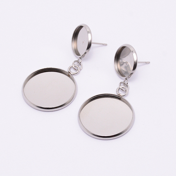 

PandaHall Stainless Steel Stud Earring Settings, Flat Round, Stainless Steel Color, 40mm, Pin: 0.7mm, Flat Round: 20.5x2mm, Tray: 12mm and...