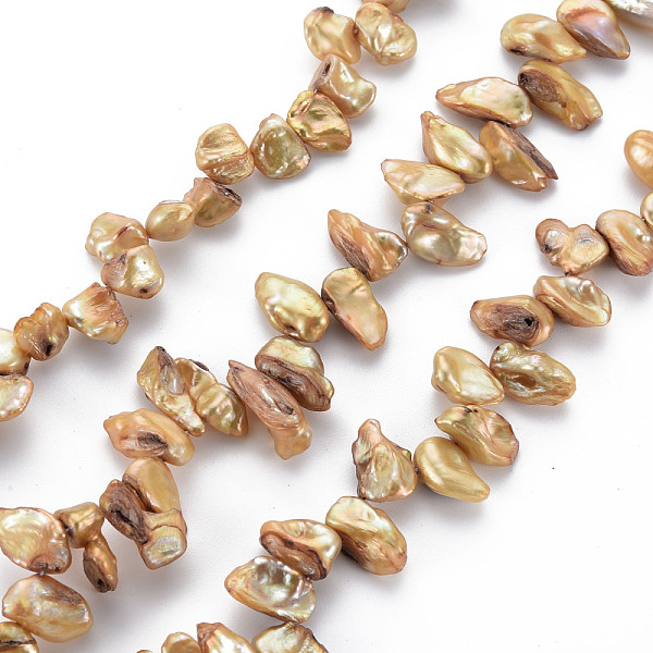 

PandaHall Natural Keshi Pearl Beads Strands, Cultured Freshwater Pearl, Dyed, Nuggets, Light Yellow, 8~17x6~12x3~7mm, Hole: 0.5mm, about...