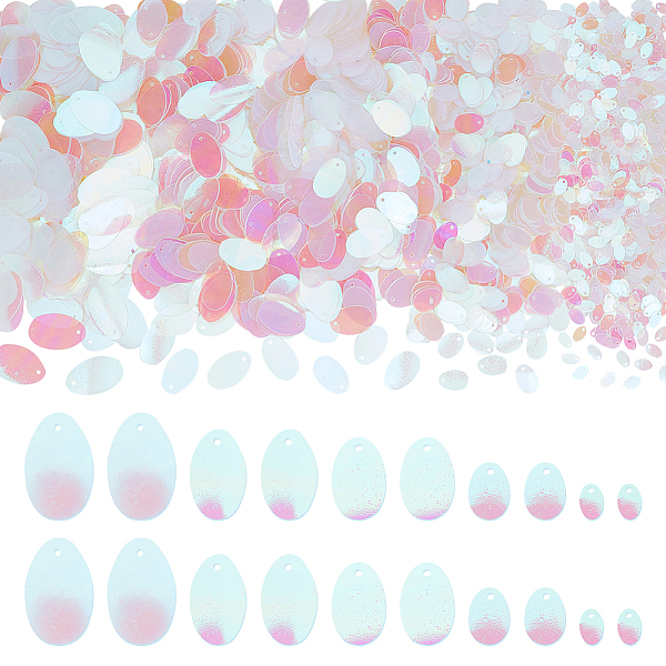 

PandaHall WADORN 3000Pcs Loose Sequins, 5 Sizes Embroidery Craft Sequins Iridescent Spangles Bulk Sequins with Holes PVC Flat Oval Laser...