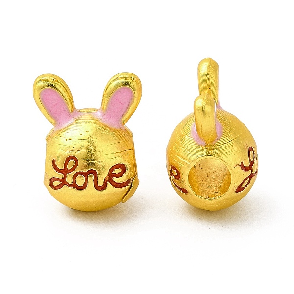 

PandaHall Rack Plating Alloy Enamel European Beads, Large Hole Bead, Rabbit with Word Love, Matte Gold Color, Pearl Pink, 13.5x10x9mm, Hole...