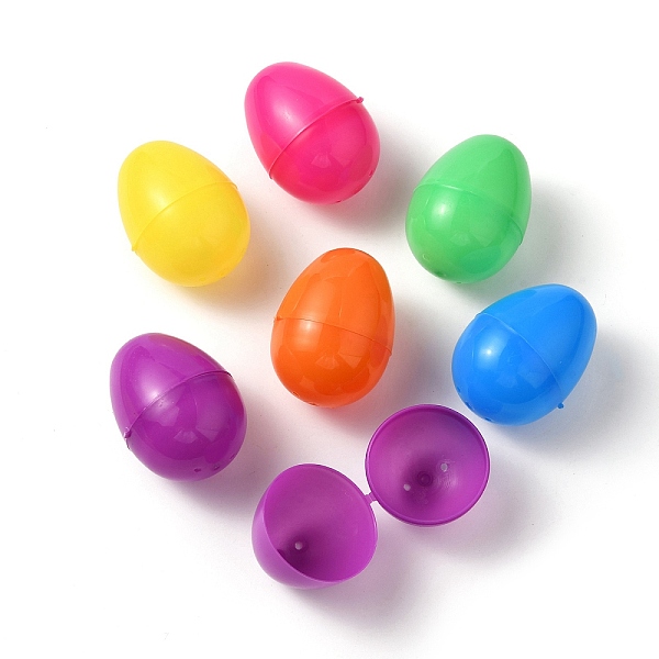 

PandaHall 3D Plastic Open Easter Eggs, Display Decorations, Mixed Color, 57x43mm, Hole: 3mm Plastic Egg Multicolor