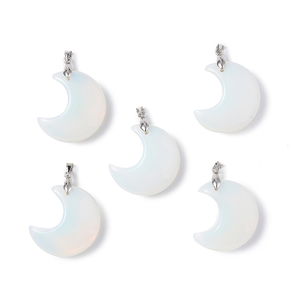 

PandaHall Opalite Pendants, Moon Charms, with Platinum Tone Brass Findings, 35x27x10mm, Hole: 10x4mm Opalite Moon