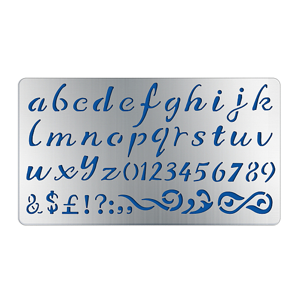 PandaHall BENECREAT Alphabet Number Stainless Steel Stencils 17.7x10.1cm/7x4 Inch Symbol Metal Stencil Templates Tool for Wood Burning...