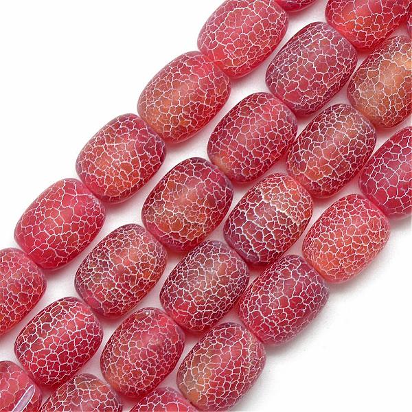 

PandaHall Natural Weathered Agate Beads Strands, Frosted, Dyed, Barrel, FireBrick, 13.5~14.5x10.5~11mm, Hole: 2mm, about 28pcs/strand, 16.3..., Red