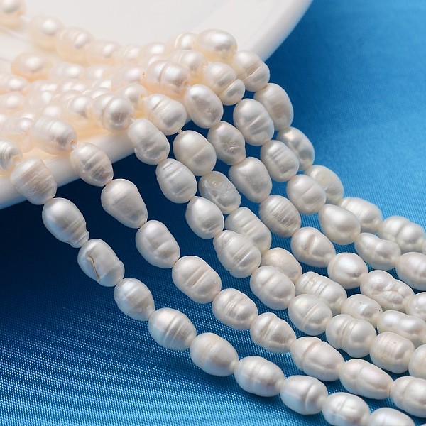 

PandaHall Grade A Natural Cultured Freshwater Pearl Strands, Idea for Mother's Day Gift, Rice Beads, White, 4~5mm, Hole: 0.8mm, about...