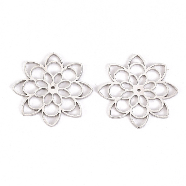 

PandaHall 304 Stainless Steel Filigree Joiners Links, Laser Cut, Flower, Stainless Steel Color, 24x24x1mm, Hole: 0.8mm 304 Stainless Steel...